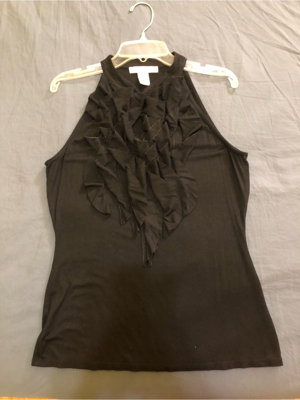 Black Ruffle-Front Halter Camisole - Picture 4 of 5